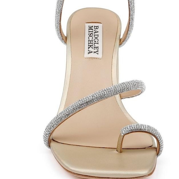 Badgley Mischka Silver and Gold Strappy Heels - Picture 1 of 14